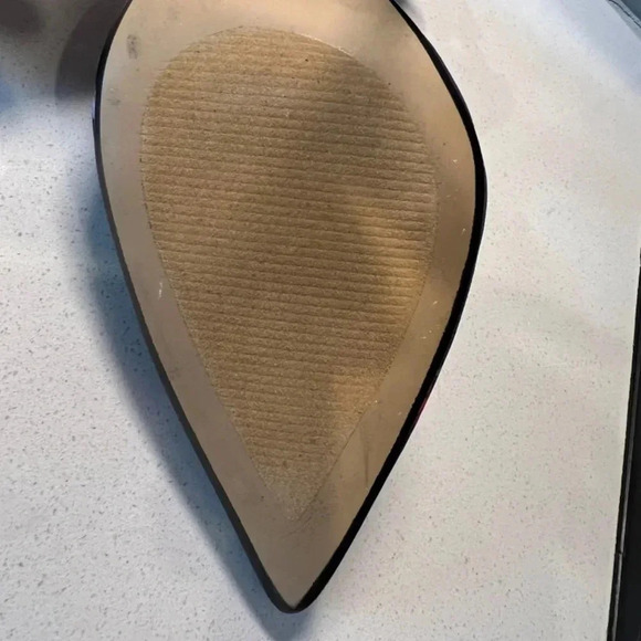 Worn Navy Satin Open Toe Heels Size 10 - Picture 7 of 16